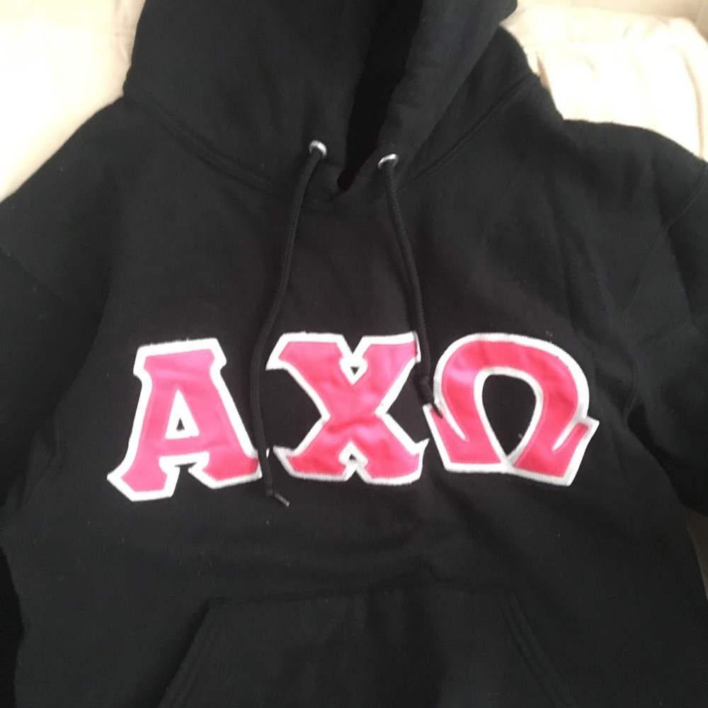 Alpha Chi Omega Stiched Lettered Hoodie
